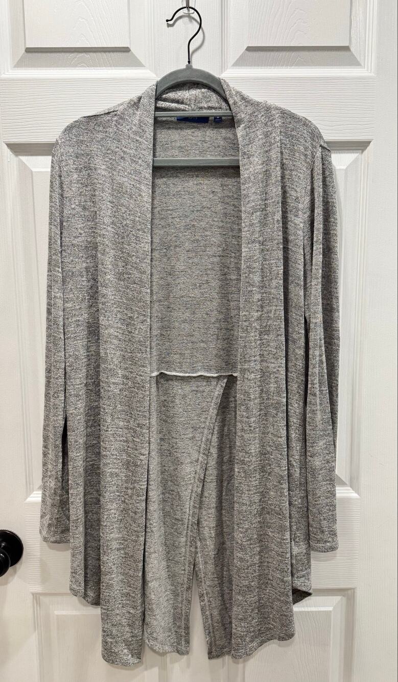 Apt. 9 Heather Gray Long Sleeve Open Front Cardigan Duster Medium